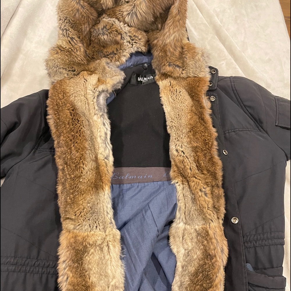 Balmain real rabbit fur winter parka